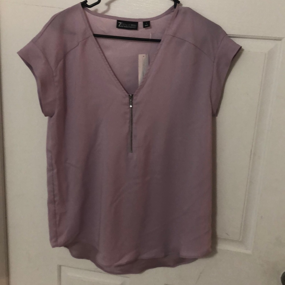 NY&C lavender zip front top Sz Small
